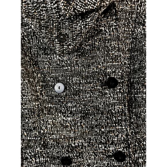 H&M Tweed Blazer Womens Pea Coat 10 Black White Tan Two Button Double Breasted - Picture 3 of 7